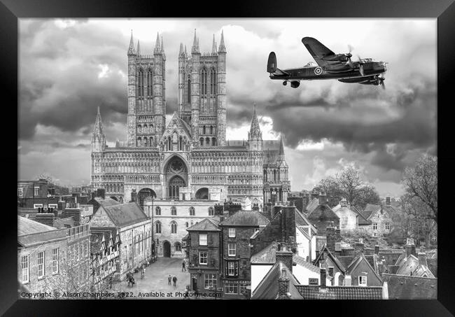 Lincoln Cathedral Lancaster Bomber Framed Print by Alison Chambers