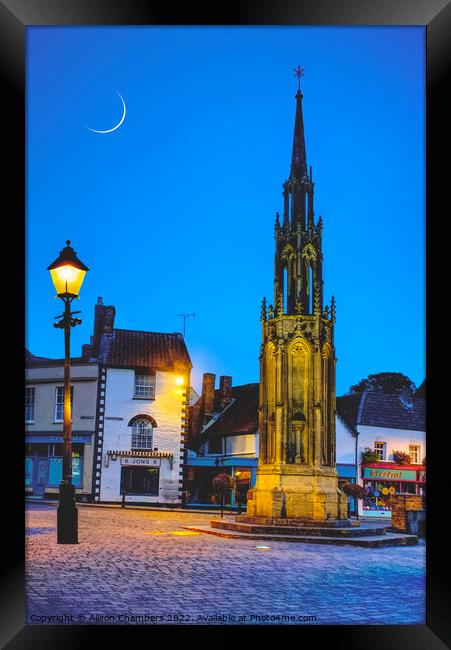 Glastonbury Town New Moon Framed Print by Alison Chambers
