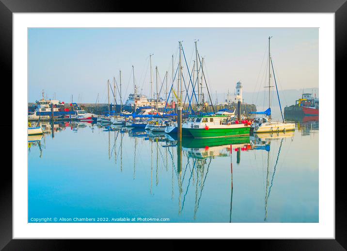 Scarborough Harbour Serene  Framed Mounted Print by Alison Chambers