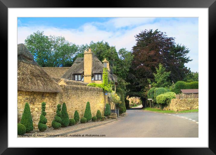 Broad Campden Thatch Framed Mounted Print by Alison Chambers