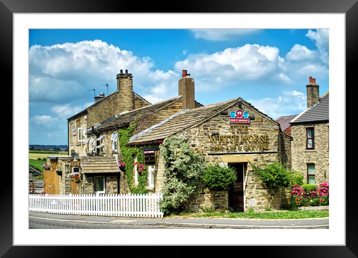 The White Horse Pub In Emley Framed Mounted Print by Alison Chambers