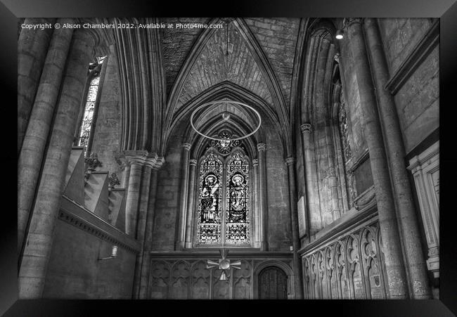 Ripon Cathedral Chapel Of St Peter Monochrome  Framed Print by Alison Chambers