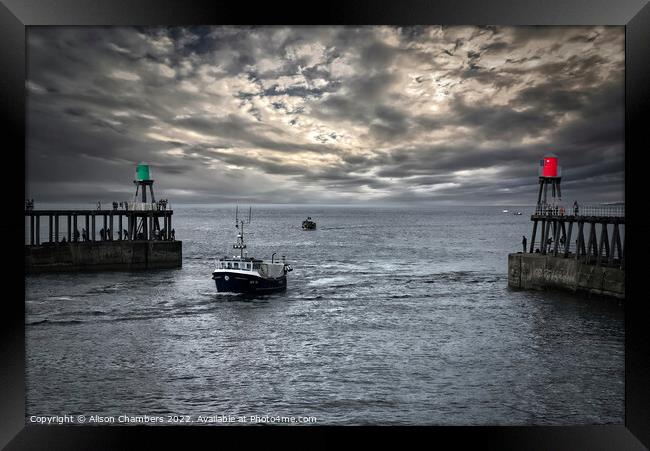 Whitby Harbour Good Intent Framed Print by Alison Chambers