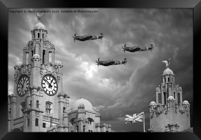 Liverpool Spitfires Monochrome  Framed Print by Alison Chambers