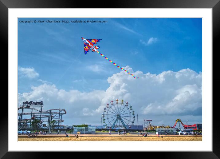 Skegness Beach Kite Framed Mounted Print by Alison Chambers