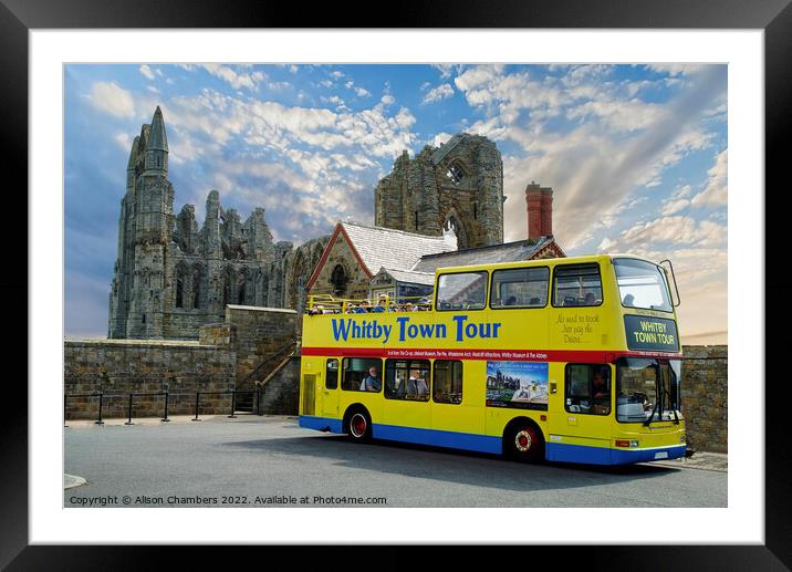 Whitby Abbey and Tour Bus Framed Mounted Print by Alison Chambers