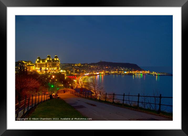Scarborough At Night Framed Mounted Print by Alison Chambers