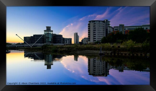 Leeds River Aire Sunrise Framed Print by Alison Chambers