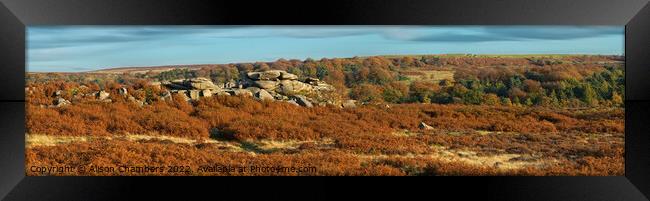 Owler Tor Panorama  Framed Print by Alison Chambers