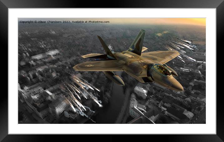 F22 Raptor Fighter Jet Colour Selection Version  Framed Mounted Print by Alison Chambers