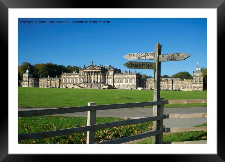 Wentworth Woodhouse and Signpost Framed Mounted Print by Alison Chambers