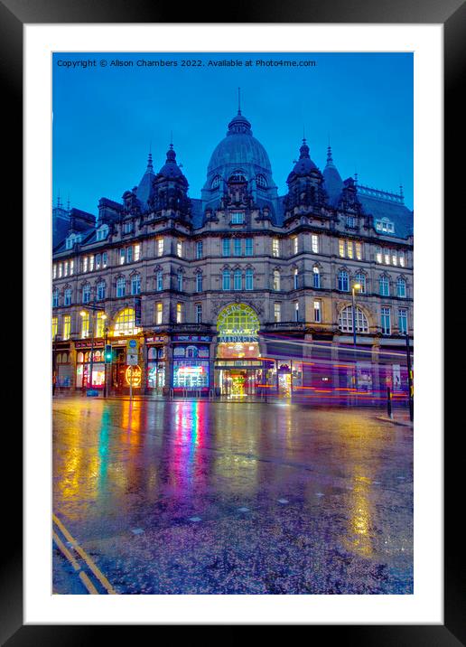 Leeds City Market at Night Portrait  Framed Mounted Print by Alison Chambers