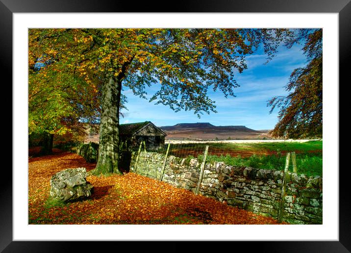 Longshaw Barn and Higger Tor Framed Mounted Print by Alison Chambers