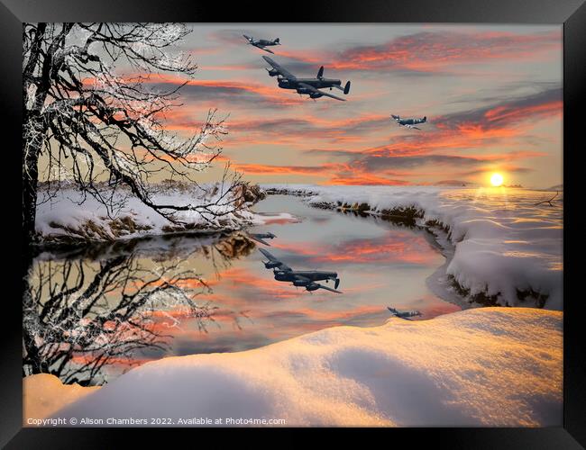 Lancaster Bomber Snowbirds Framed Print by Alison Chambers