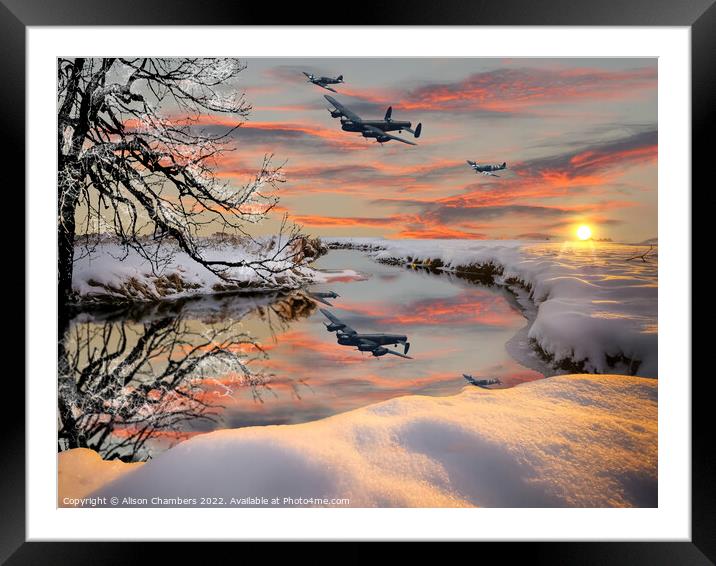 Lancaster Bomber Snowbirds Framed Mounted Print by Alison Chambers
