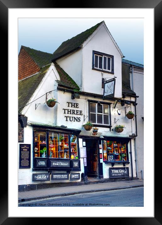 The Three Tuns Pub York Framed Mounted Print by Alison Chambers