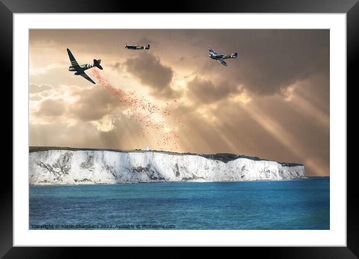 Dover Poppy Drop Framed Mounted Print by Alison Chambers