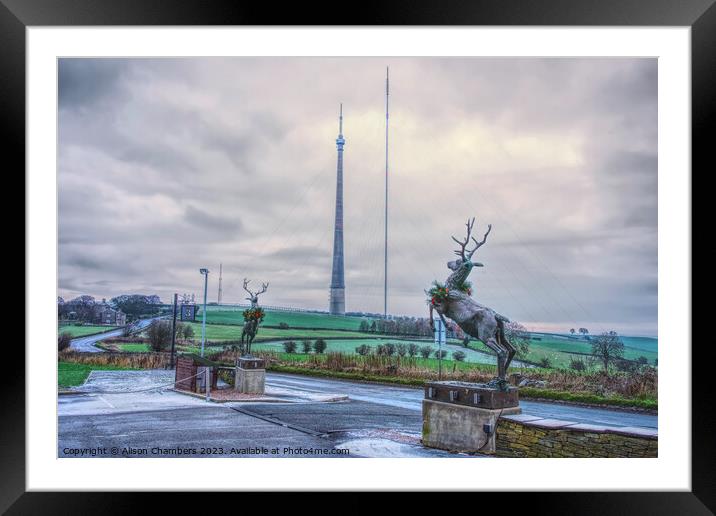 Emley Moor Mast Framed Mounted Print by Alison Chambers