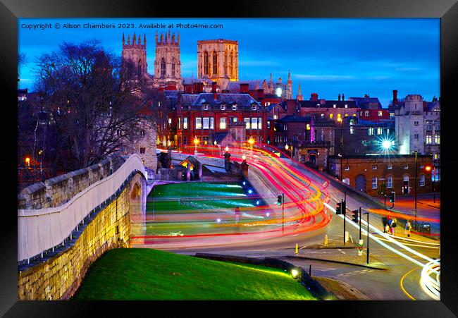 York At Night Framed Print by Alison Chambers