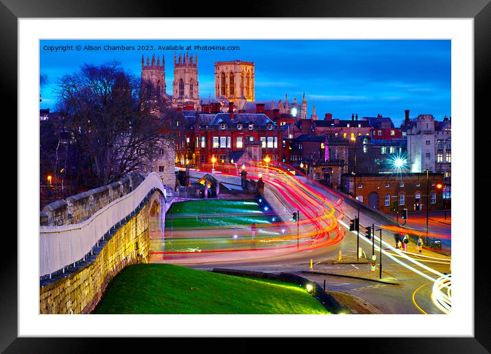 York At Night Framed Mounted Print by Alison Chambers