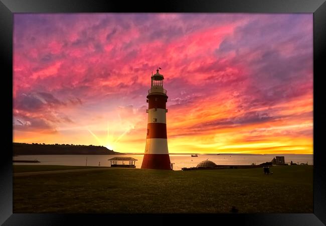 Smeatons Tower Plymouth Hoe Framed Print by Alison Chambers
