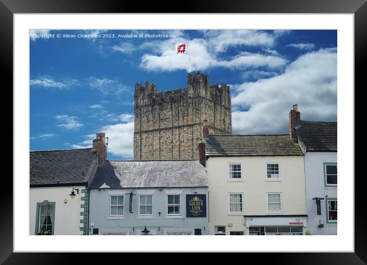 Richmond Castle Skyline  Framed Mounted Print by Alison Chambers