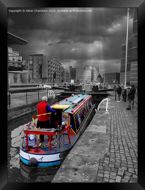 Leeds Canal Boat Framed Print by Alison Chambers