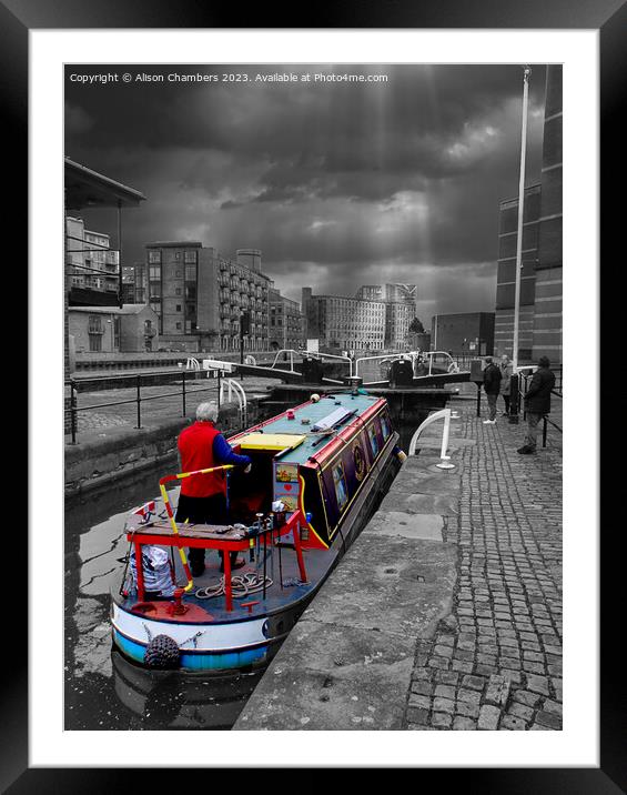 Leeds Canal Boat Framed Mounted Print by Alison Chambers