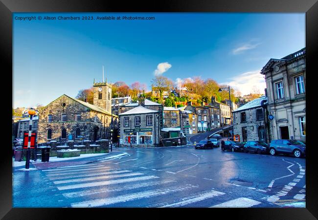 Holmfirth Town Centre Framed Print by Alison Chambers