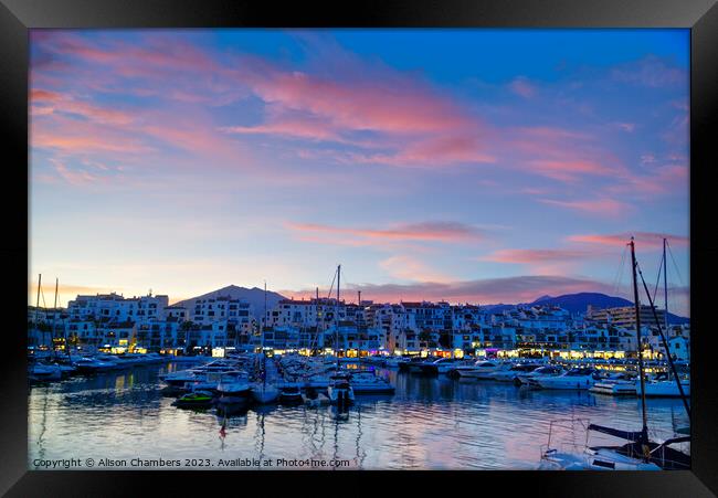 Puerto Banus Marbella  Framed Print by Alison Chambers