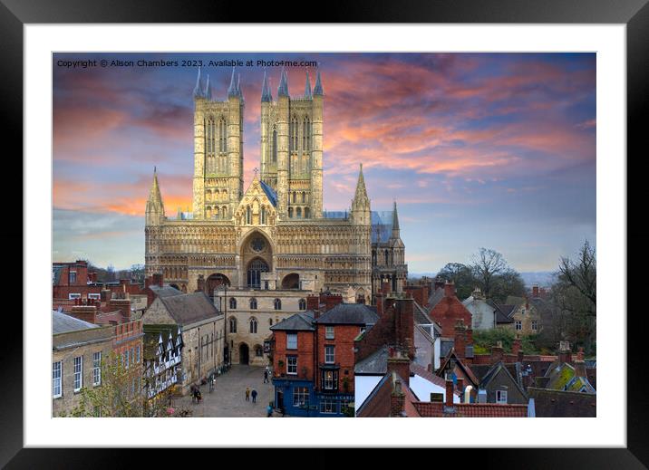 Lincoln Cathedral Sunset  Framed Mounted Print by Alison Chambers