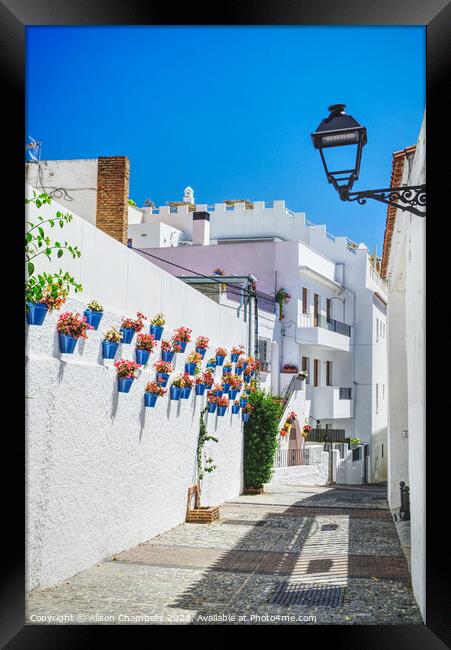 Marbella Old Town Street Framed Print by Alison Chambers