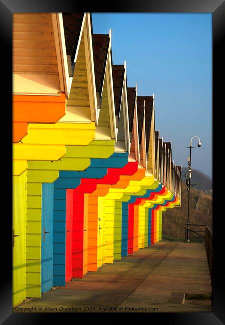 Beach Huts Scarborough  Framed Print by Alison Chambers