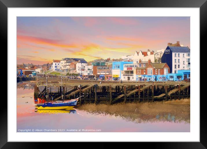Bridlington Harbour Watercolour  Framed Mounted Print by Alison Chambers