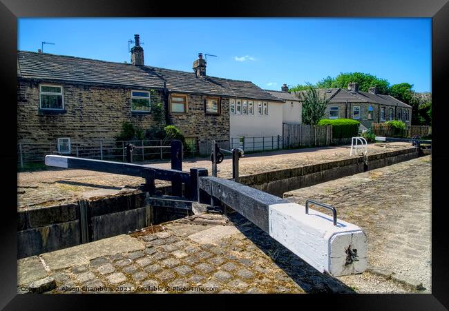 Slaithwaite Canal Lock Framed Print by Alison Chambers