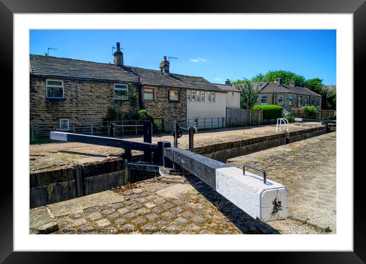 Slaithwaite Canal Lock Framed Mounted Print by Alison Chambers