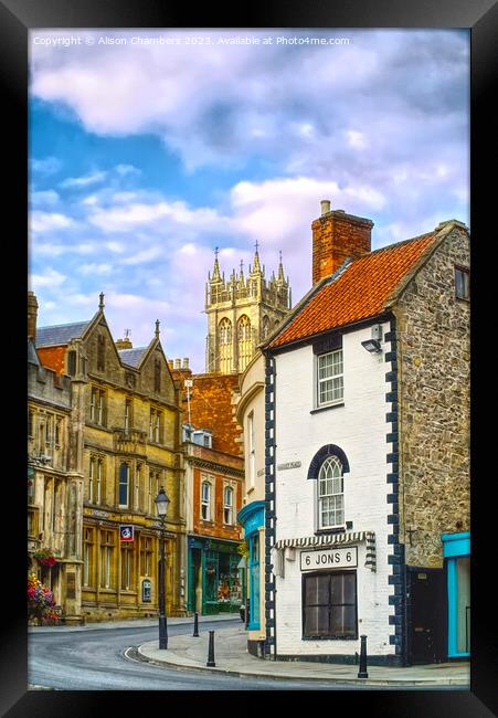 Glastonbury Town Centre Framed Print by Alison Chambers