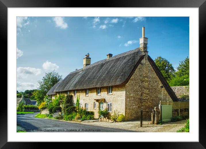 English Thatched Cottage Framed Mounted Print by Alison Chambers
