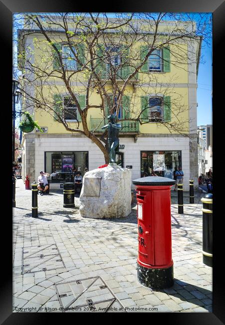 Gibraltar Post Box Framed Print by Alison Chambers
