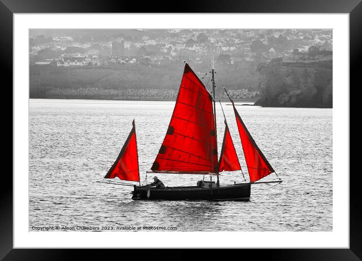 Torbay Sail Trawler  Framed Mounted Print by Alison Chambers