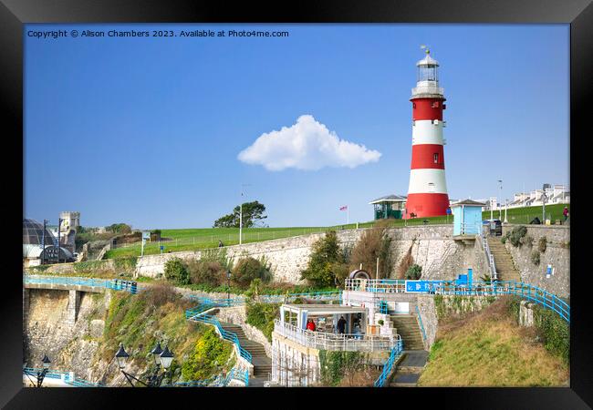 Smeatons Tower on Plymouth Hoe Framed Print by Alison Chambers