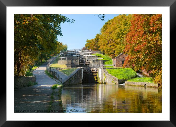 Bingley Five Rise Locks Framed Mounted Print by Alison Chambers