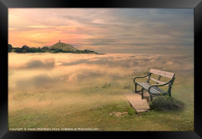 Glastonbury Tor and The Mists Of Avalon Framed Print by Alison Chambers