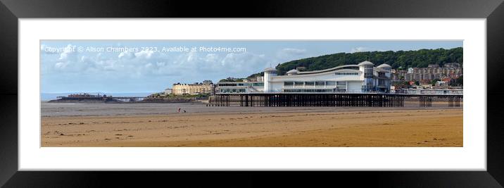 Weston super Mare Two Piers Panorama  Framed Mounted Print by Alison Chambers