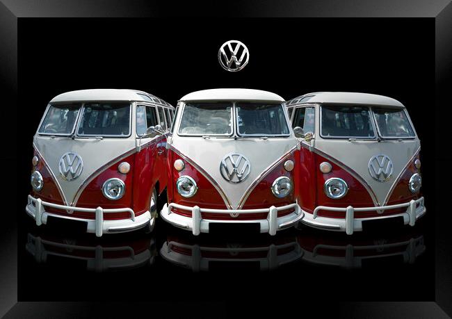 VW Campervan Trio Framed Print by Alison Chambers
