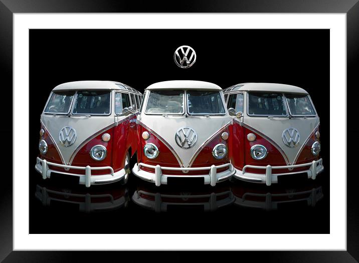 VW Campervan Trio Framed Mounted Print by Alison Chambers
