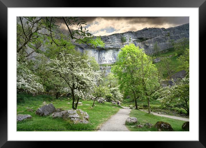 Malham Cove In The Spring  Framed Mounted Print by Alison Chambers