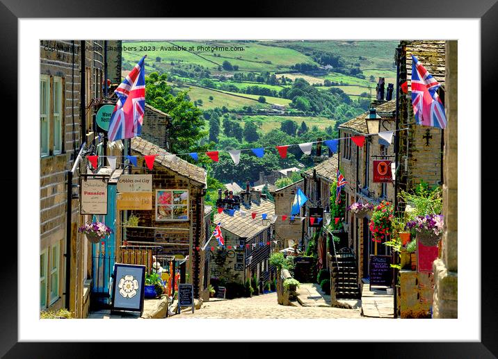 Yorkshire Day on Haworth Main Street Framed Mounted Print by Alison Chambers