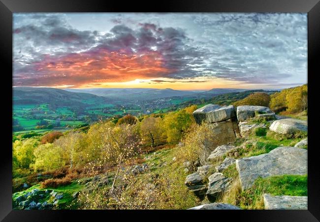 Peak District Surprise View Sunset Framed Print by Alison Chambers