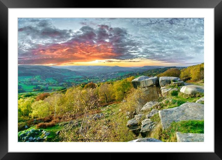 Peak District Surprise View Sunset Framed Mounted Print by Alison Chambers